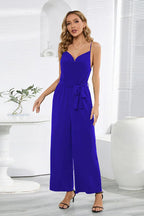 Women's Sleeveless Tie-Waist Wide Leg Jumpsuit - View 7 | WEUXS