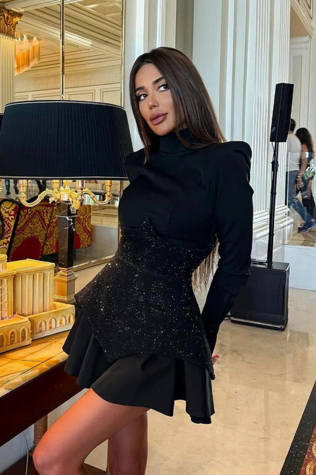 Keilani Red Long Sleeve Mini Dress | Dress In Beauty