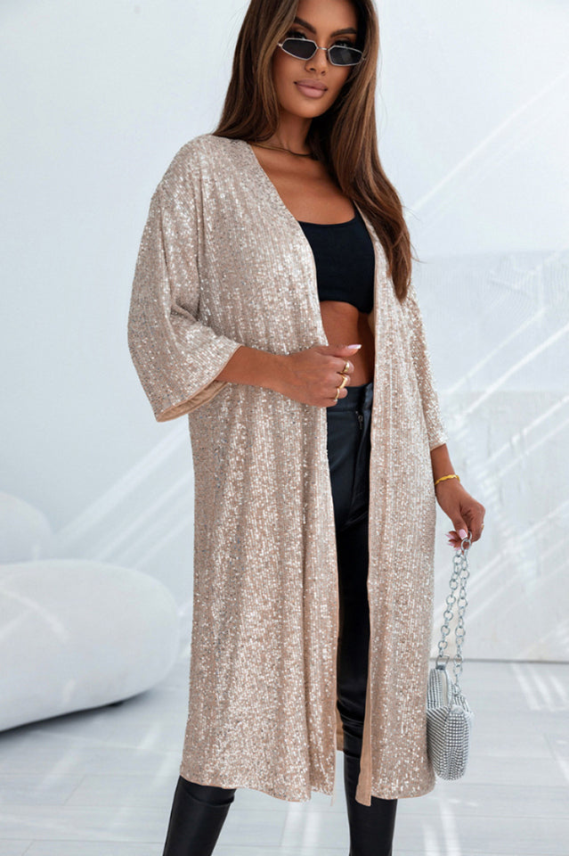 Sequin Open Front Duster Cardigan | Dress In Beauty