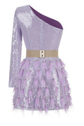 Daria One Shoulder Sequin Feather Dress | Dress In Beauty