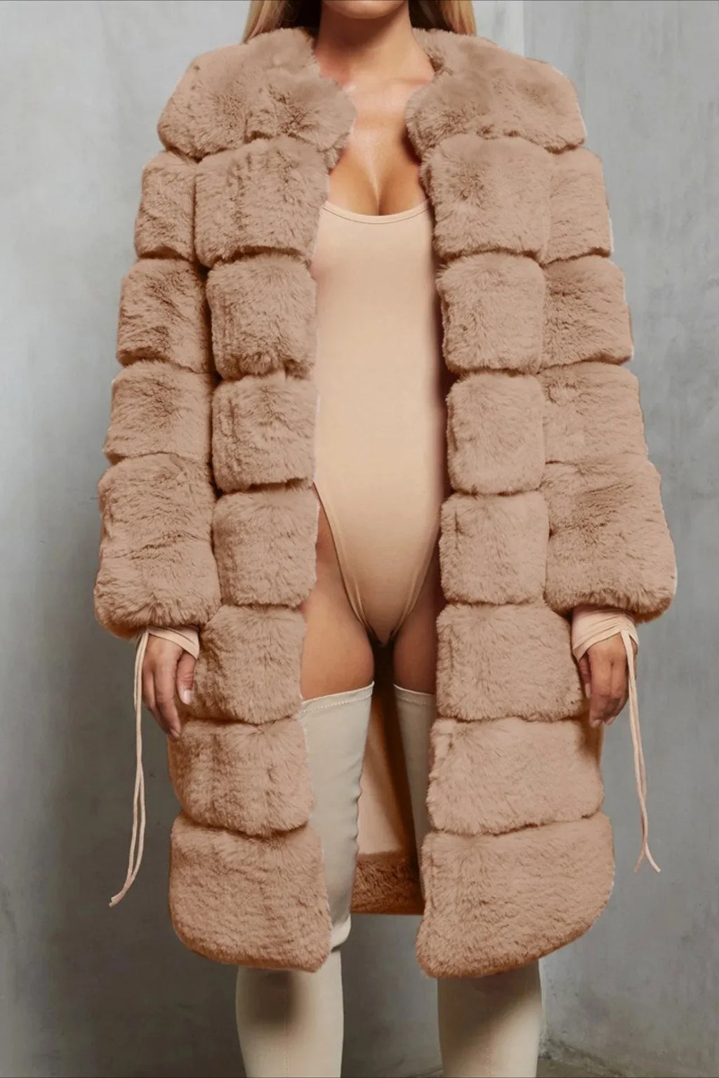 Tiered Faux Fur Coat - View 12 | WEUXS