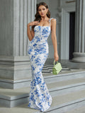 Floral Print Maxi Dress with Tie Shoulder Straps - View 23 | WEUXS