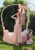 Floral print A-line dress with lace-up back and spaghetti straps - View 6 | WEUXS