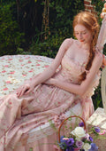 Floral print A-line dress with lace-up back and spaghetti straps - View 7 | WEUXS