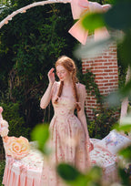 Floral print A-line dress with lace-up back and spaghetti straps - View 9 | WEUXS