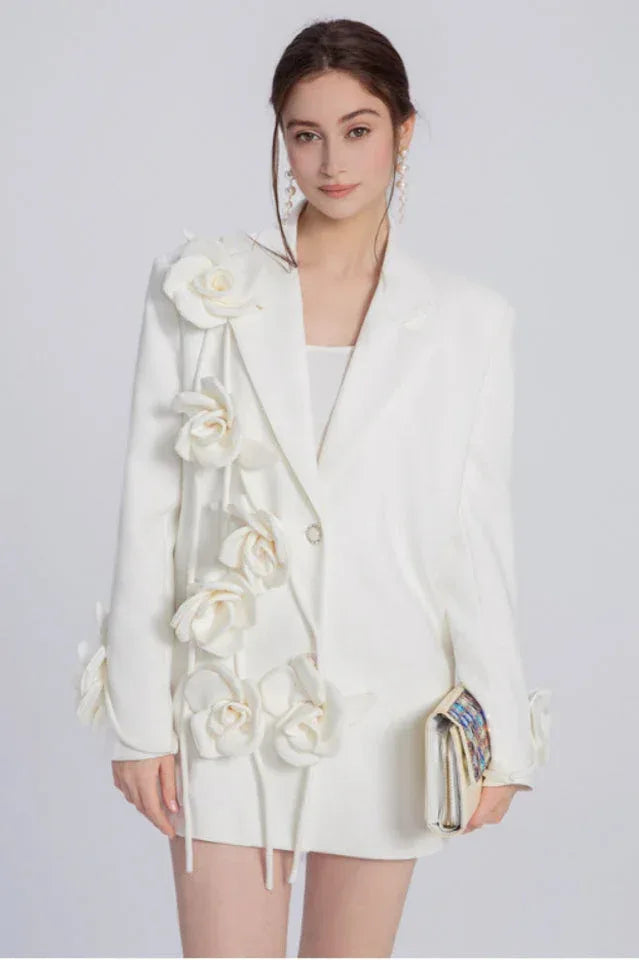 Women's Blazer Dress with 3D Floral Embellishments Secondary image