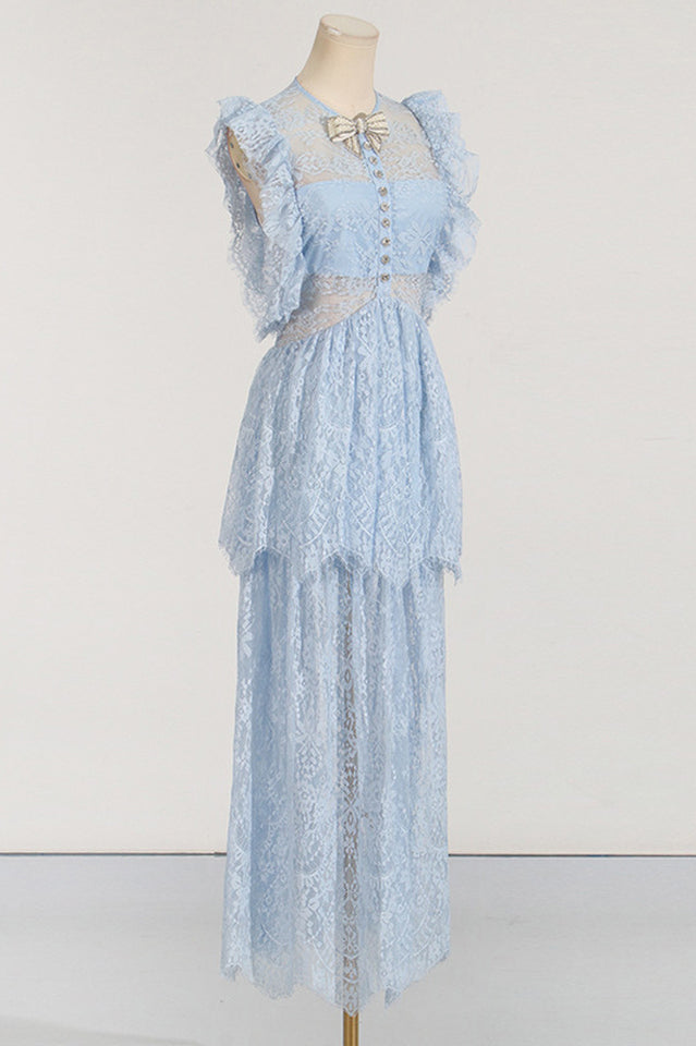 White Lace Tiered Maxi Dress | Dress In Beauty