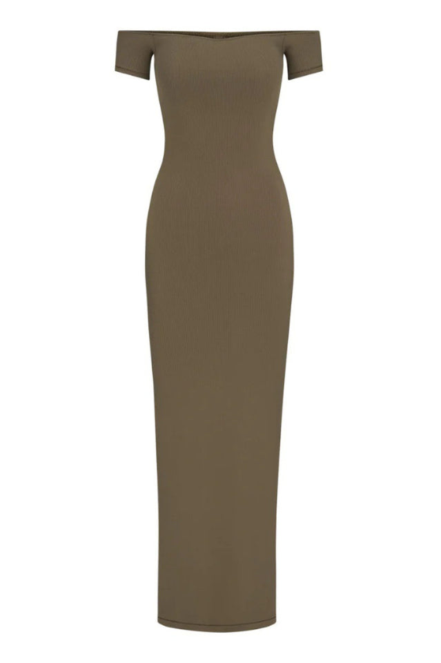 SKIMS Soft Lounge Off-Shoulder Slip Dress | Dress In Beauty