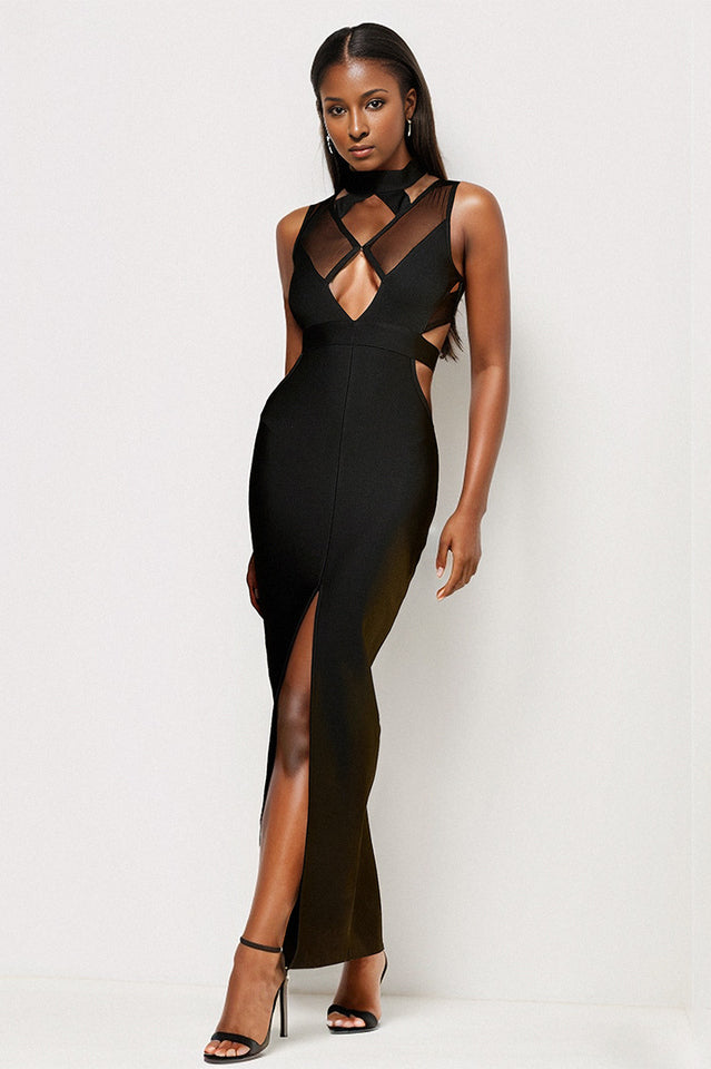 Simone Black Bandage Long Dress | Dress In Beauty
