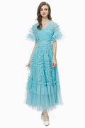 Ruffle Tiered Spotted Tulle Maxi Dress | Dress In Beauty