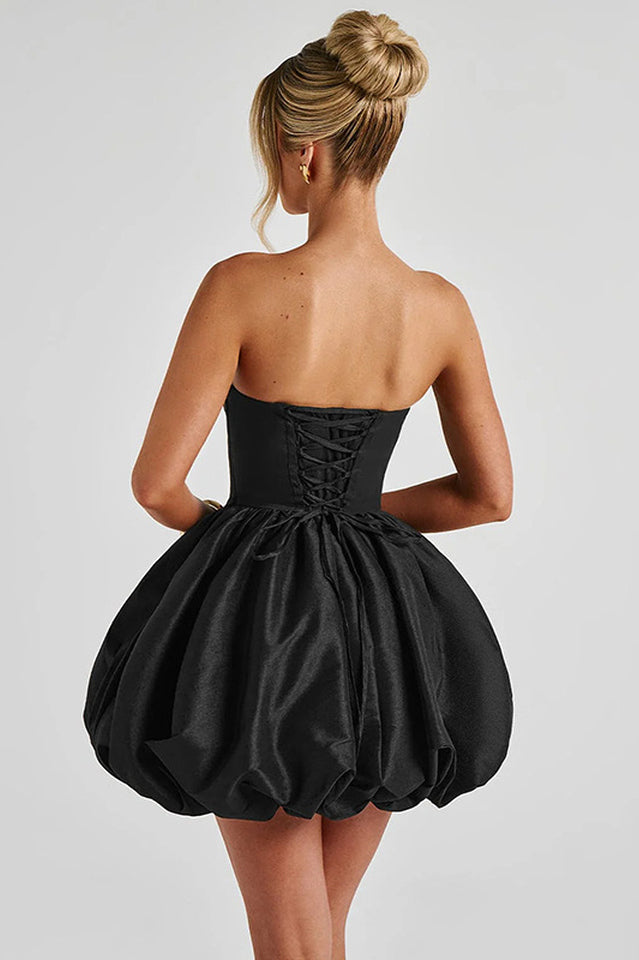 Strapless Bow Puff Mini Dress | Dress In Beauty