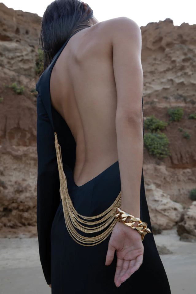 Angelou Black Backless Chain Maxi Dress | Dress In Beauty