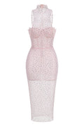 Brenden Pink Crystal Lace Midi Dress | Dress In Beauty