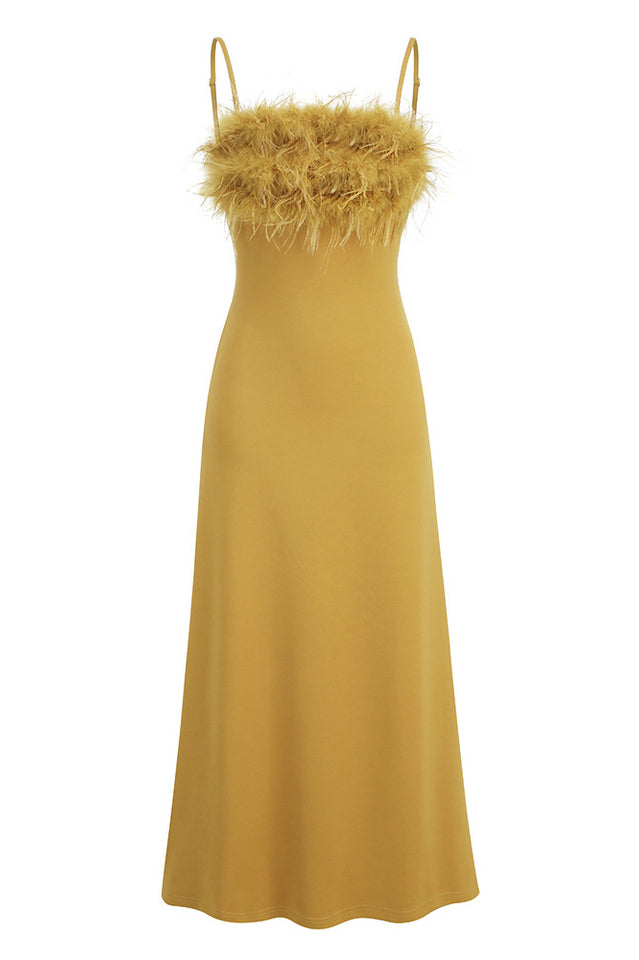 Leighton Yellow Feather Maxi Dress | Dress In Beauty