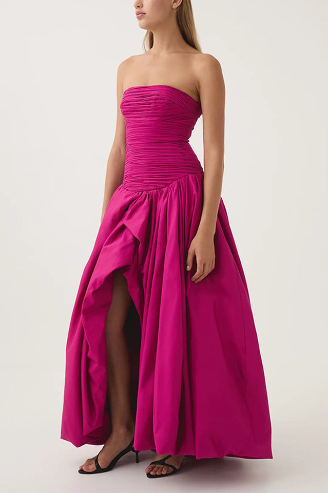 Strapless Ruched Puff Maxi Dress | Dress In Beauty