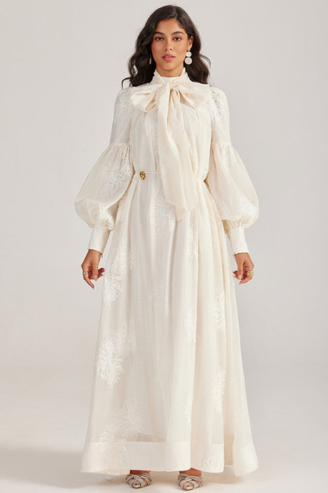 Embroidered Lace-Up Maxi Dress | Dress In Beauty