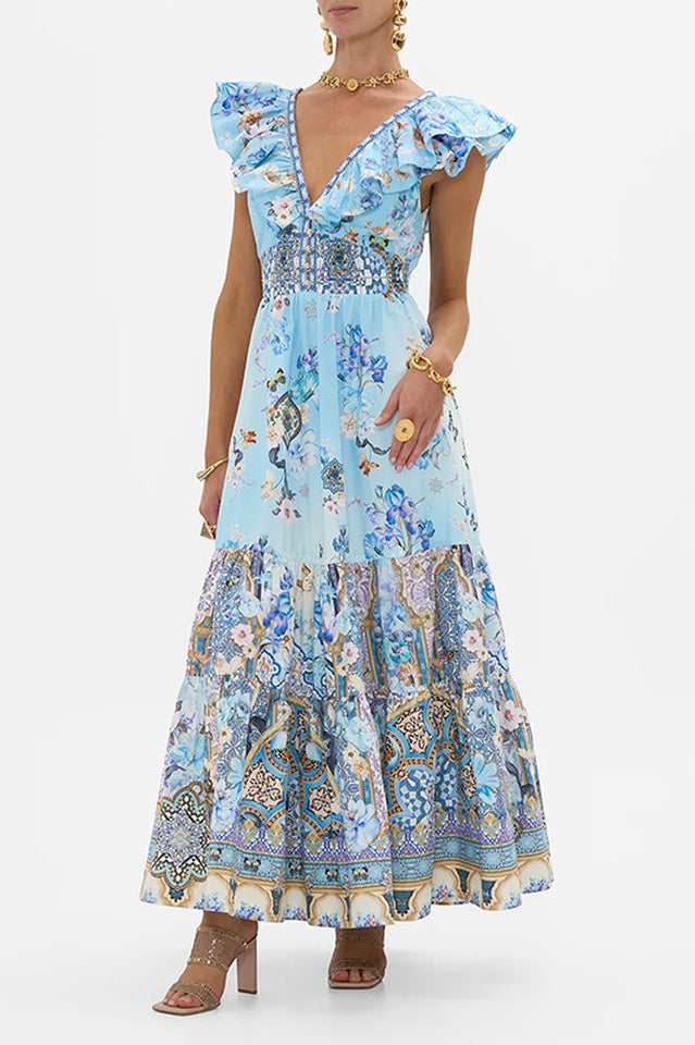 Camilla Ruffled Crystal Embellished Maxi Dress | Dress In Beauty