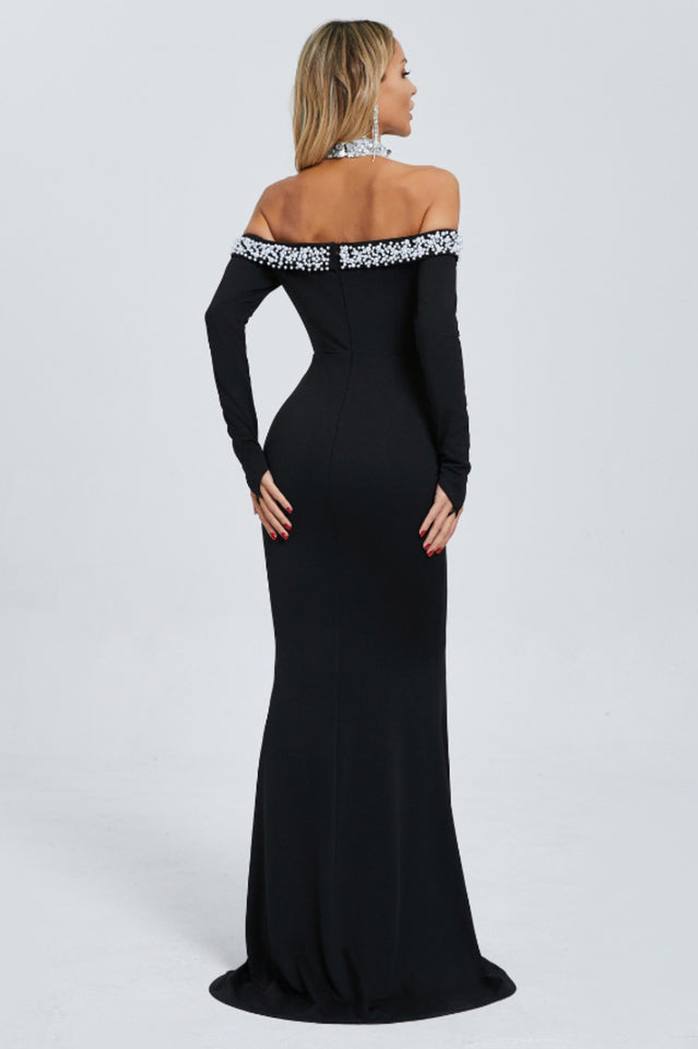 Halter Pearl Crystal-Trim Gown | Dress In Beauty