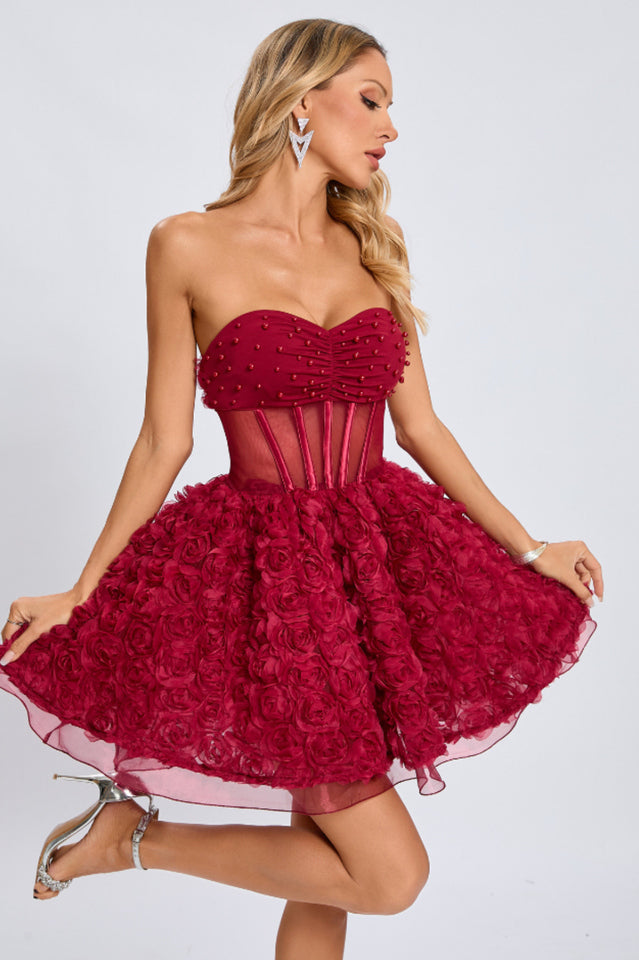 Strapless Corset Floral A Line Dress | Dress In Beauty