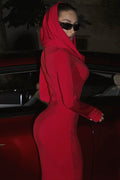 Solid Hooded Bodycon Maxi Dress | Dress In Beauty