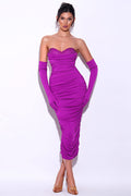 Adeline Grape Midi Halter Neck Dress | Dress In Beauty