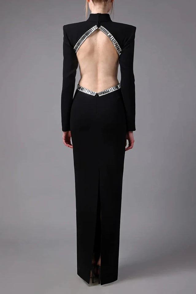 Crystal Trim Cut Out Crepe Maxi Dress | Dress In Beauty