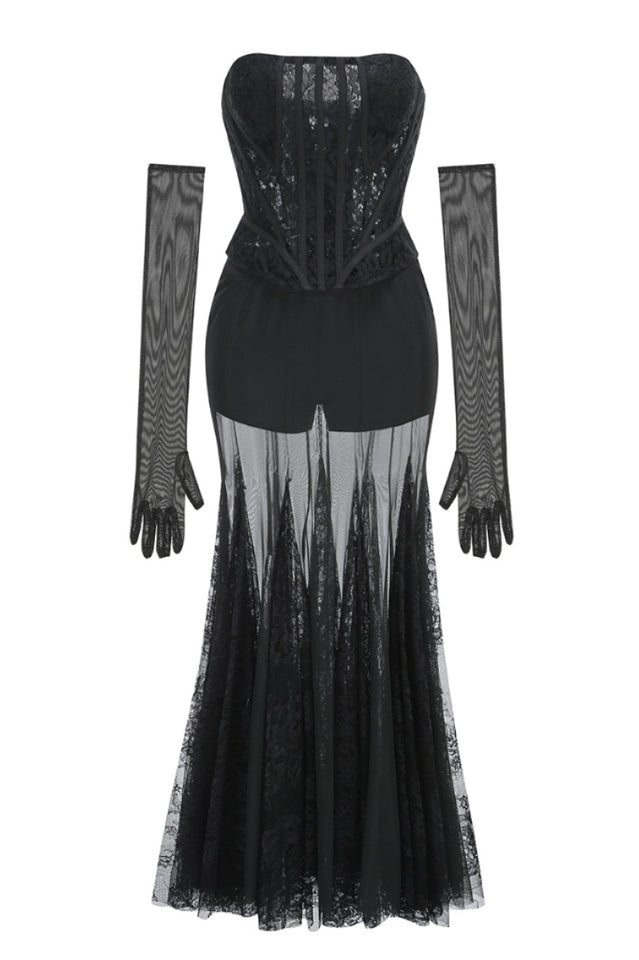 Strapless Lace Corset A Line Dress | Dress In Beauty