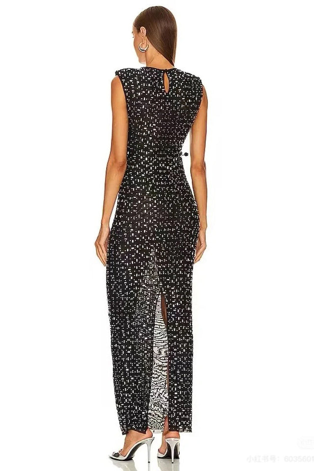 Rhinestone Cutout Mesh Maxi Gown | Dress In Beauty