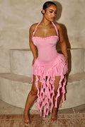 Ruffle Tassel Halter Bustier Mini Dress | Dress In Beauty