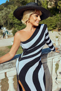 Long Asymmetrical Striped Knit Dress | Dress In Beauty