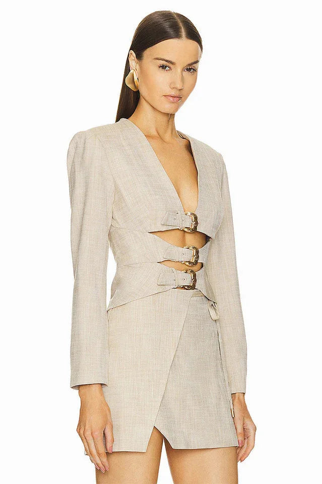 Tailored Linen Blend Suit Set Secondary image