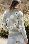 Floral Pattern Half Zip Sweater | Dress In Beauty