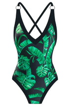 V-neck one piece swimsuit with crisscross back and floral print - View 8 | WEUXS