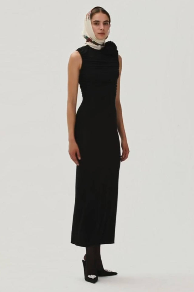 Flower Detail Ruched Midi Dress | Dress In Beauty