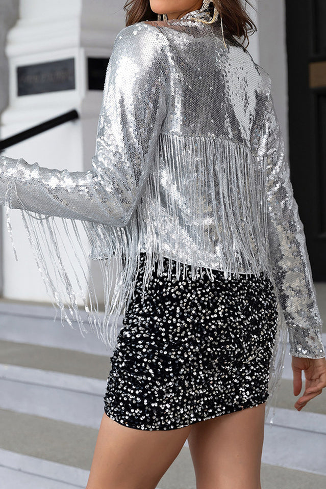 Teegan Sequined Long Sleeve Jacket | Dress In Beauty