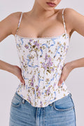 Floral Ribbon Print Corset Top | Dress In Beauty