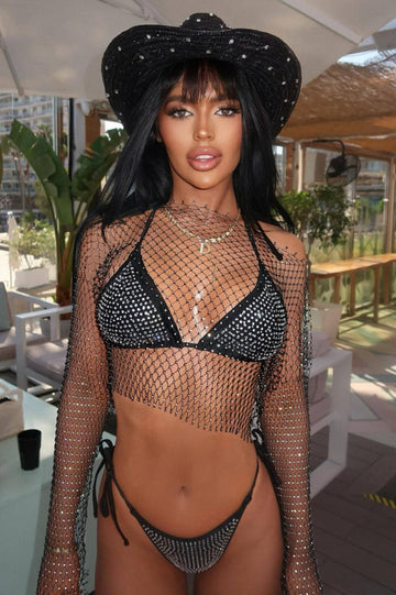 Crystal Diamond See Through Crop Top | Dress In Beauty