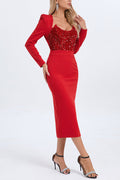 Melissa Long Sleeve Sequin Midi Dress | Dress In Beauty