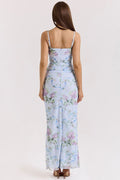 Blue Floral Print Mesh Maxi Dress | Dress In Beauty