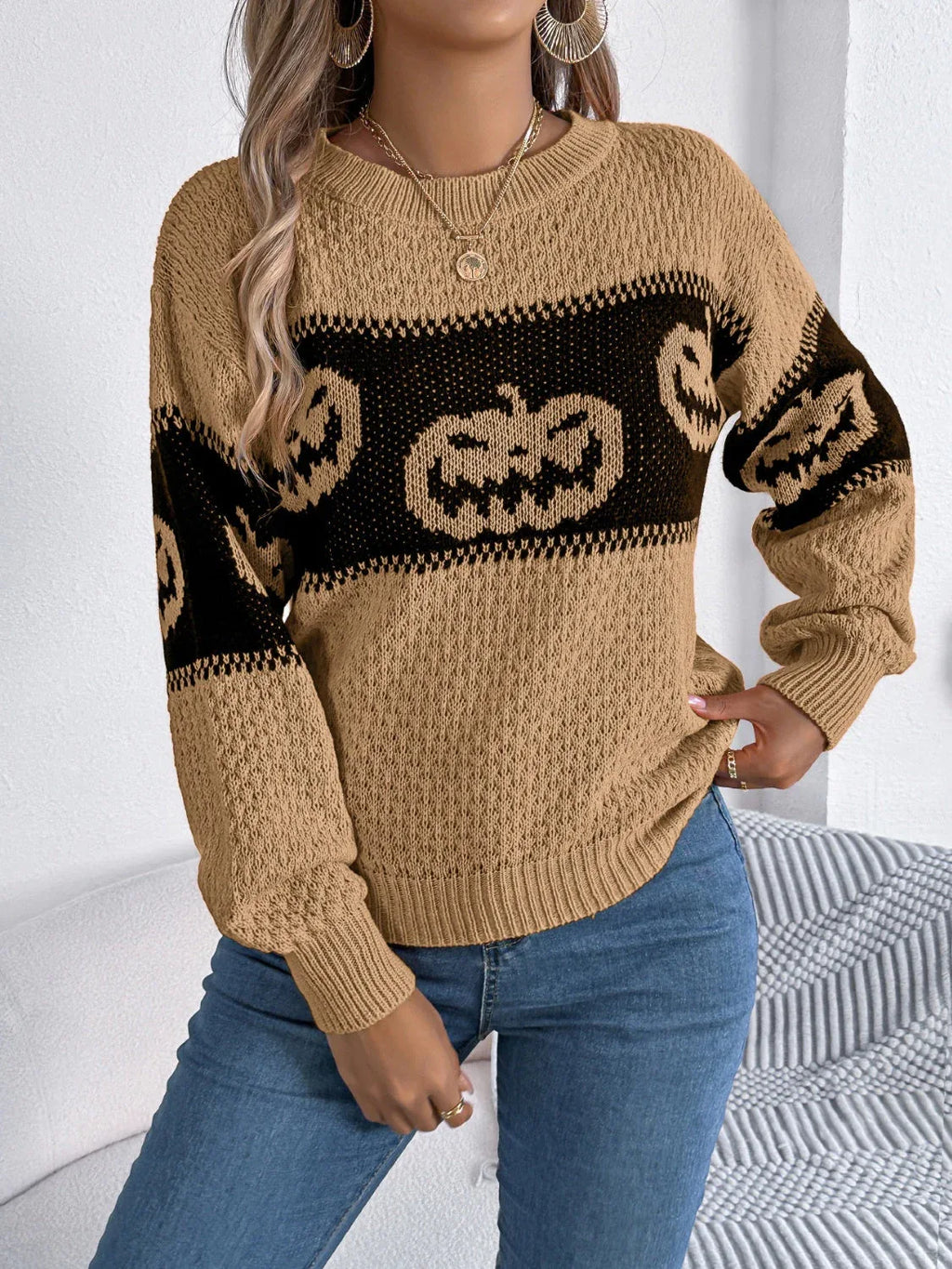 Festive Pumpkin Patch Knit Sweater - View 7 | WEUXS