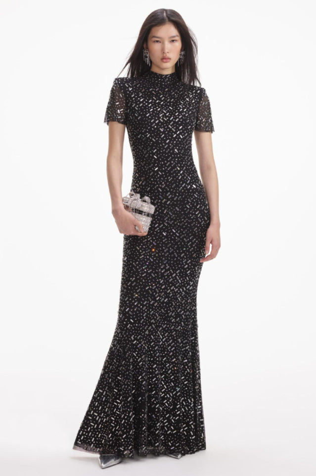 Square Rhinestone Mesh Midi Dress | Dress In Beauty