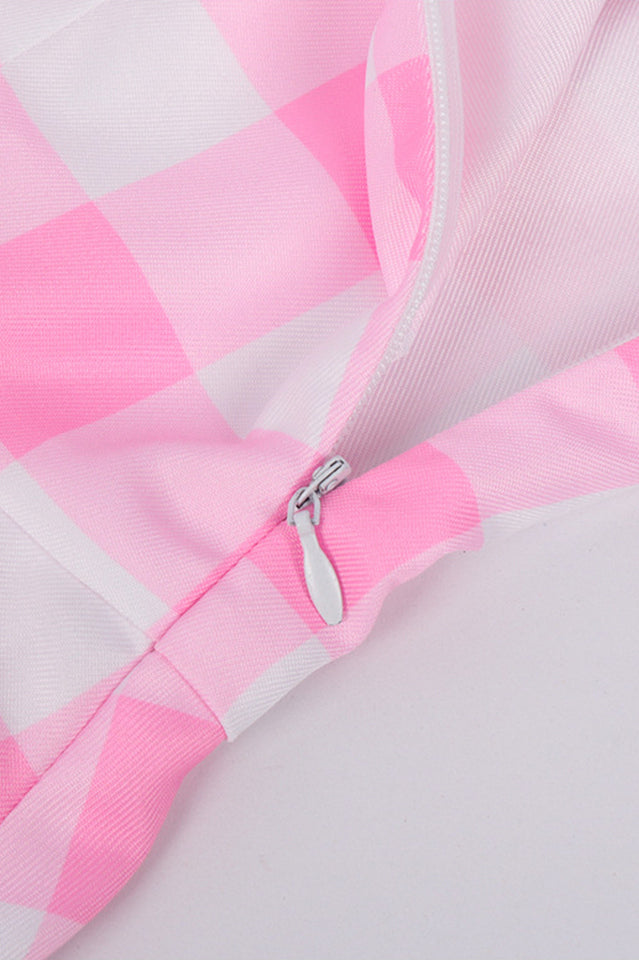 Barbie Movie Margot Pink Plaid Check Dress | Dress In Beauty