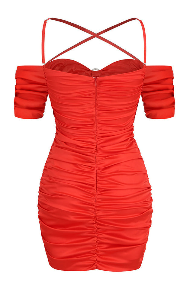 Embellished Ruched Satin Mini Dress | Dress In Beauty