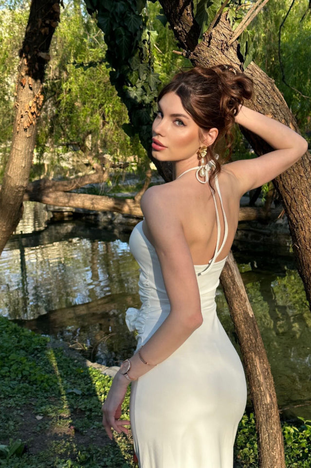 Halter Neck Cutout Ruched Maxi Dress | Dress In Beauty