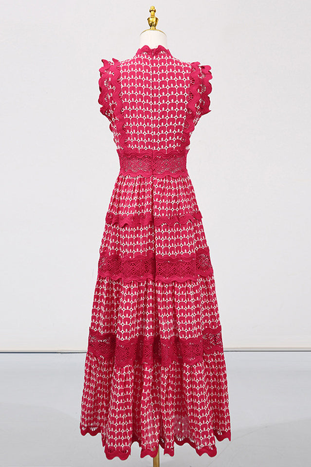 Laser Cut Wavy Trim Maxi Dress | Dress In Beauty