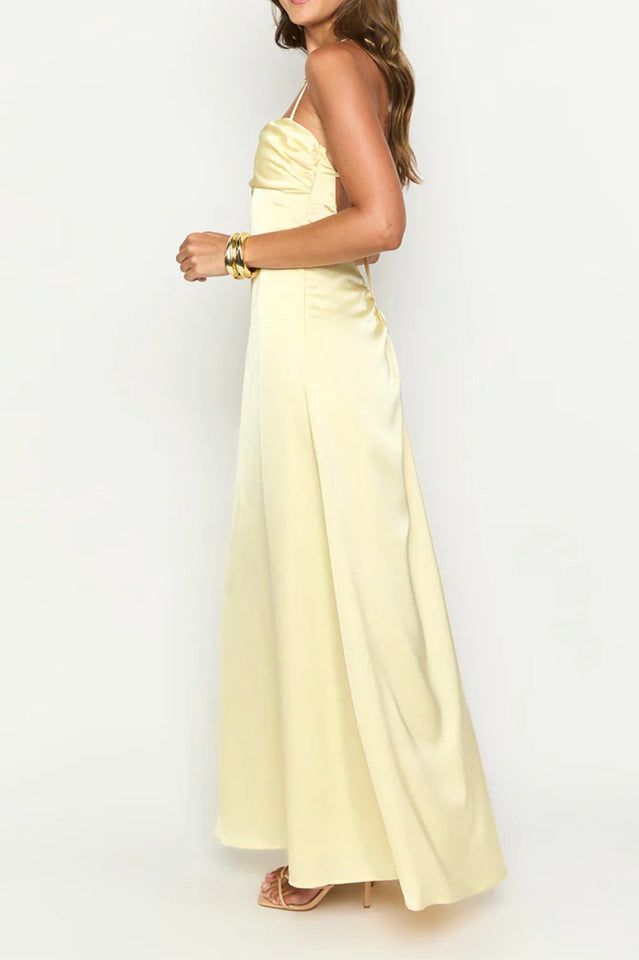 Blaise Yellow Satin Maxi Dress | Dress In Beauty