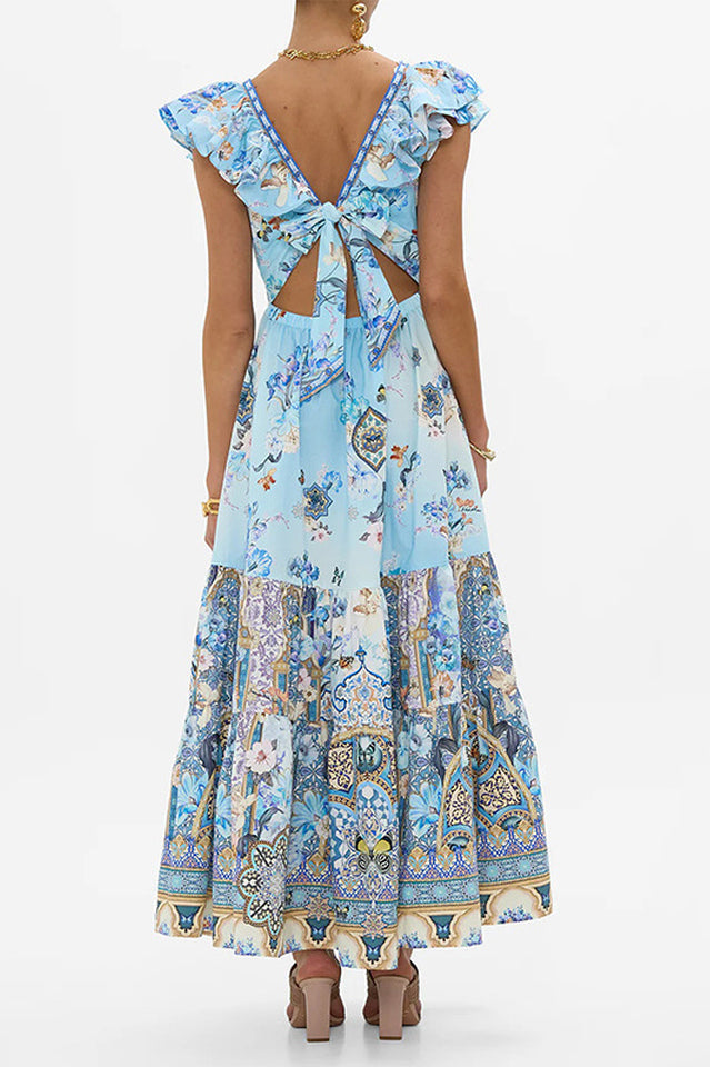 Camilla Ruffled Crystal Embellished Maxi Dress | Dress In Beauty