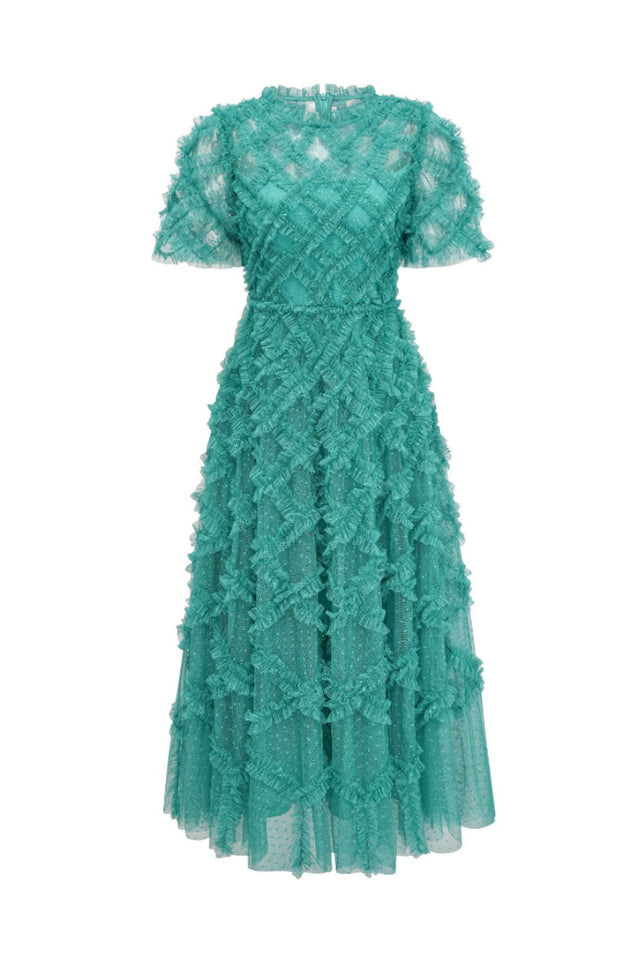 Opulent High Waist Tulle Ruffle Maxi Dress | Dress In Beauty