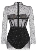 Adele Black Mesh Diamond Mini Dress | Dress In Beauty