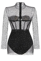 Embellished Mesh Mini Dress - View 6 | WEUXS